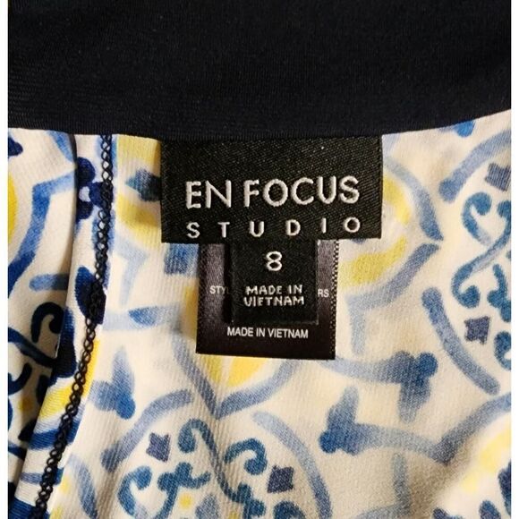 En Focus Studio Womens Blue Medallion Print Sleeveless Halter Shift Dress Size 8 - Picture 7 of 7